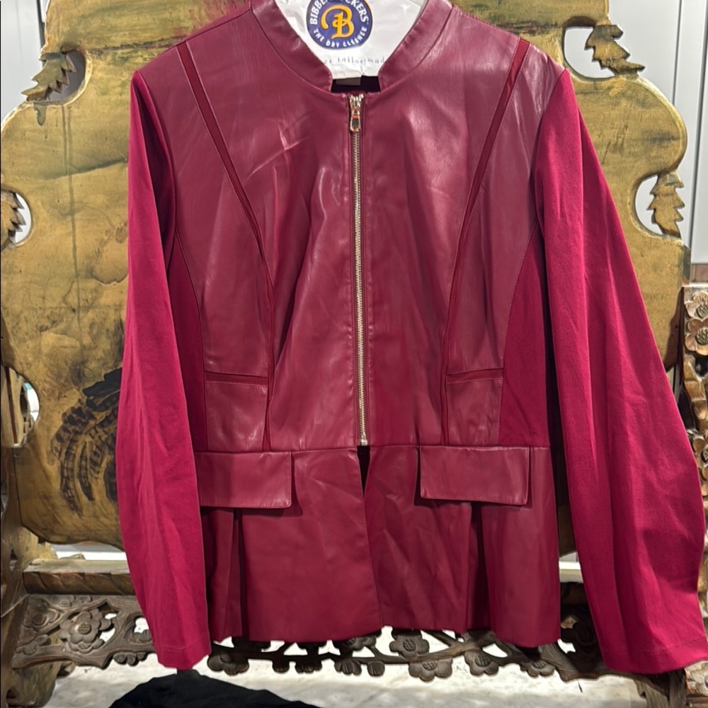 Chico's Red Leather Jacket with Structured Design